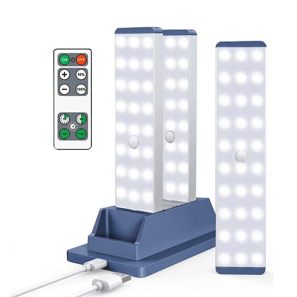 Under Closet Motion Sensor Light Strip Rechargeable Night Light Dimmable Cabinet Light Stair Lamp with Charging Station