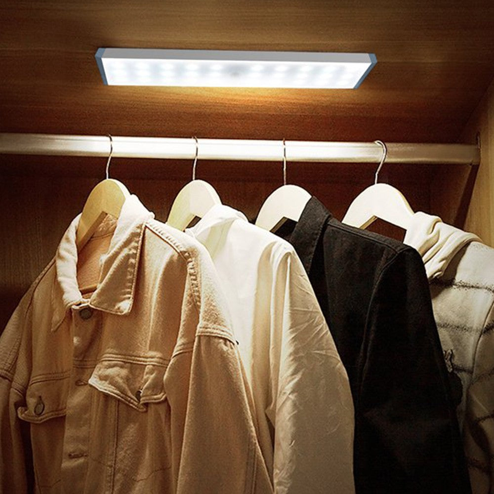 Under Closet Motion Sensor Light Strip Rechargeable Night Light Dimmable Cabinet Light Stair Lamp with Charging Station