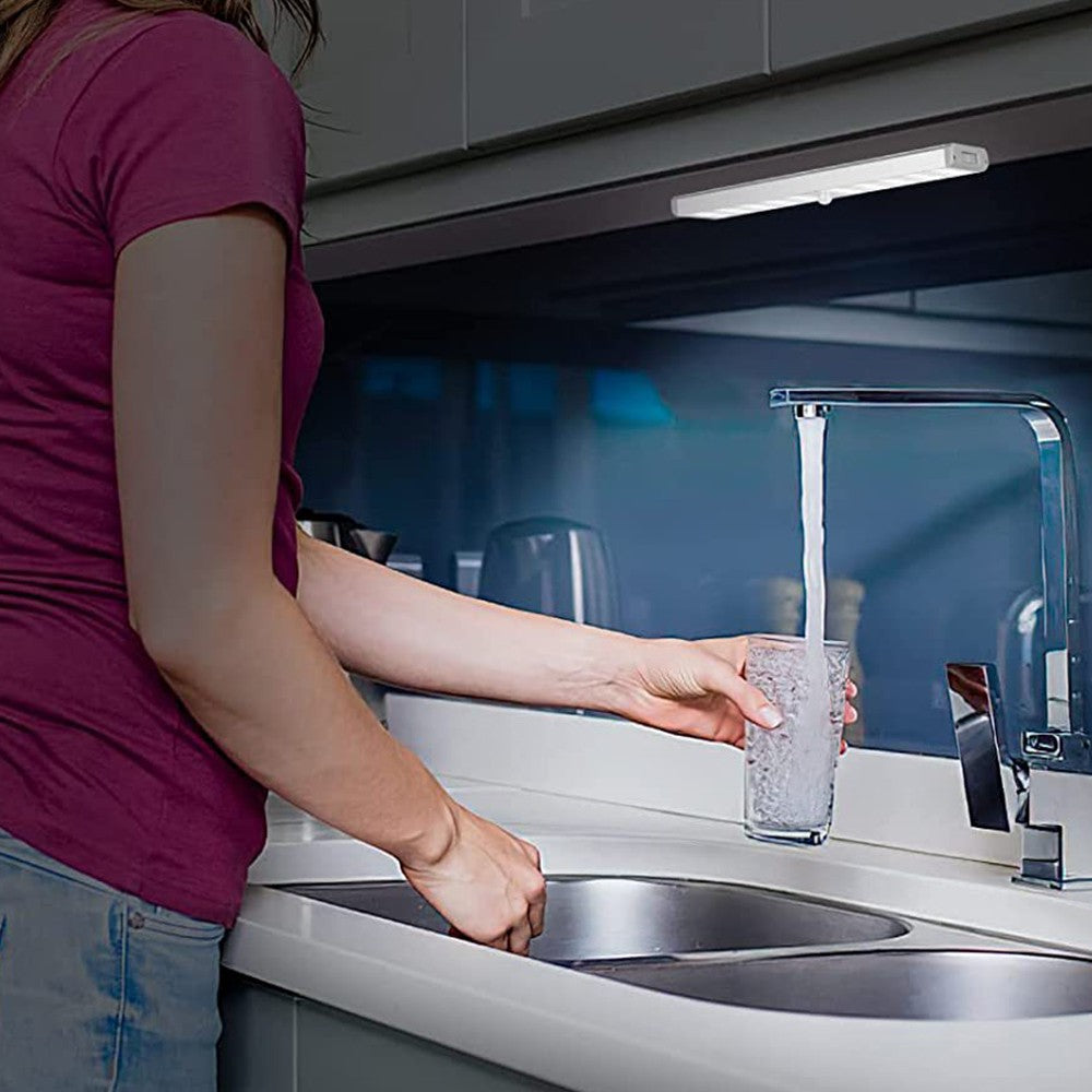 Under Closet Motion Sensor Light Strip Rechargeable Night Light Dimmable Cabinet Light Stair Lamp with Charging Station