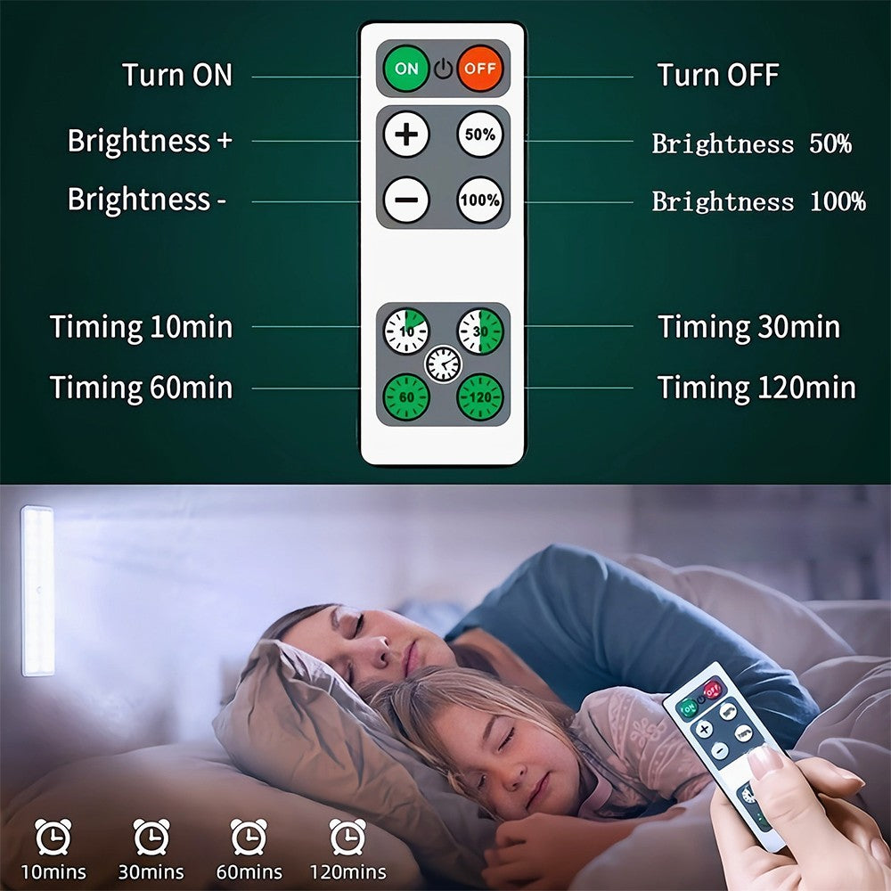 Under Closet Motion Sensor Light Strip Rechargeable Night Light Dimmable Cabinet Light Stair Lamp with Charging Station