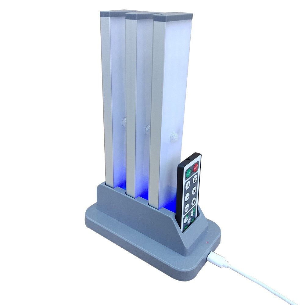 Under Closet Motion Sensor Light Strip Rechargeable Night Light Dimmable Cabinet Light Stair Lamp with Charging Station