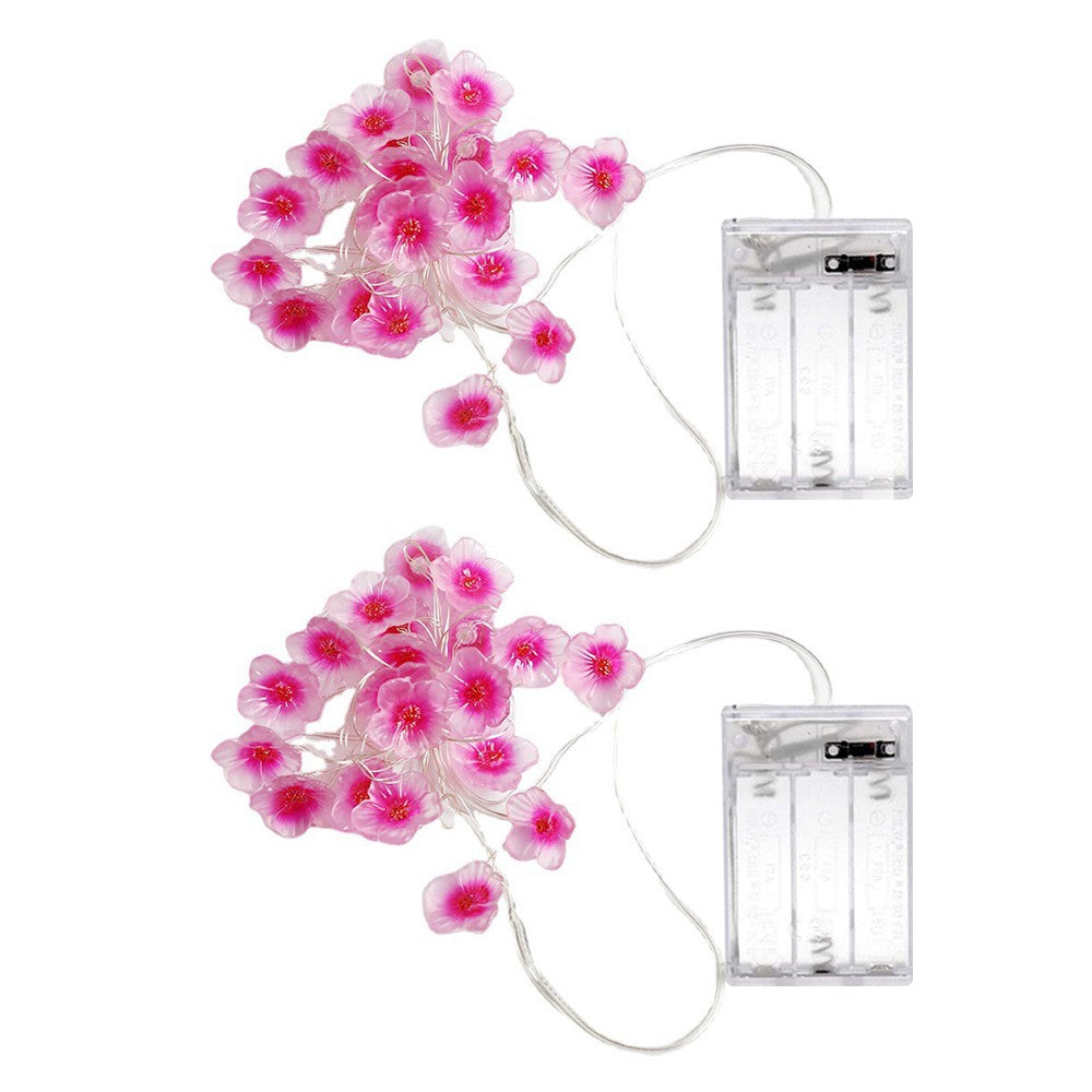 2Pcs 30LEDs Cherry Blossom String Lights Battery Operated String Lights Curtain Decorative Fairy Lights Home Decor