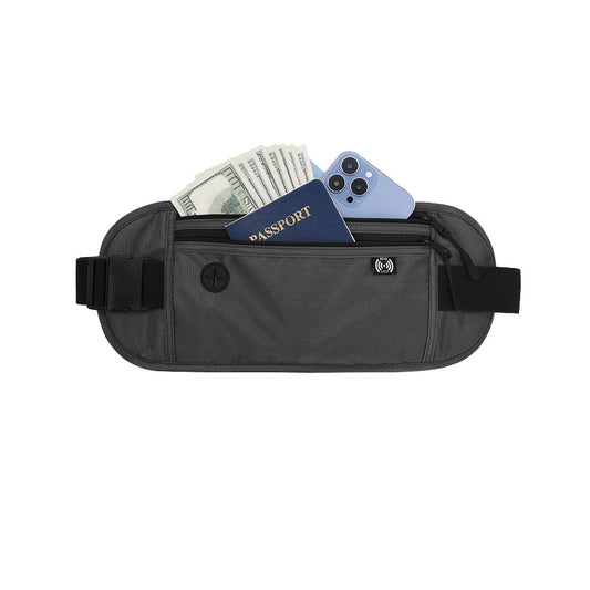 Money Belt Travel Passport Holder RFID Blocking Card Pouch Fanny Pack Waist Pack Dark Grey