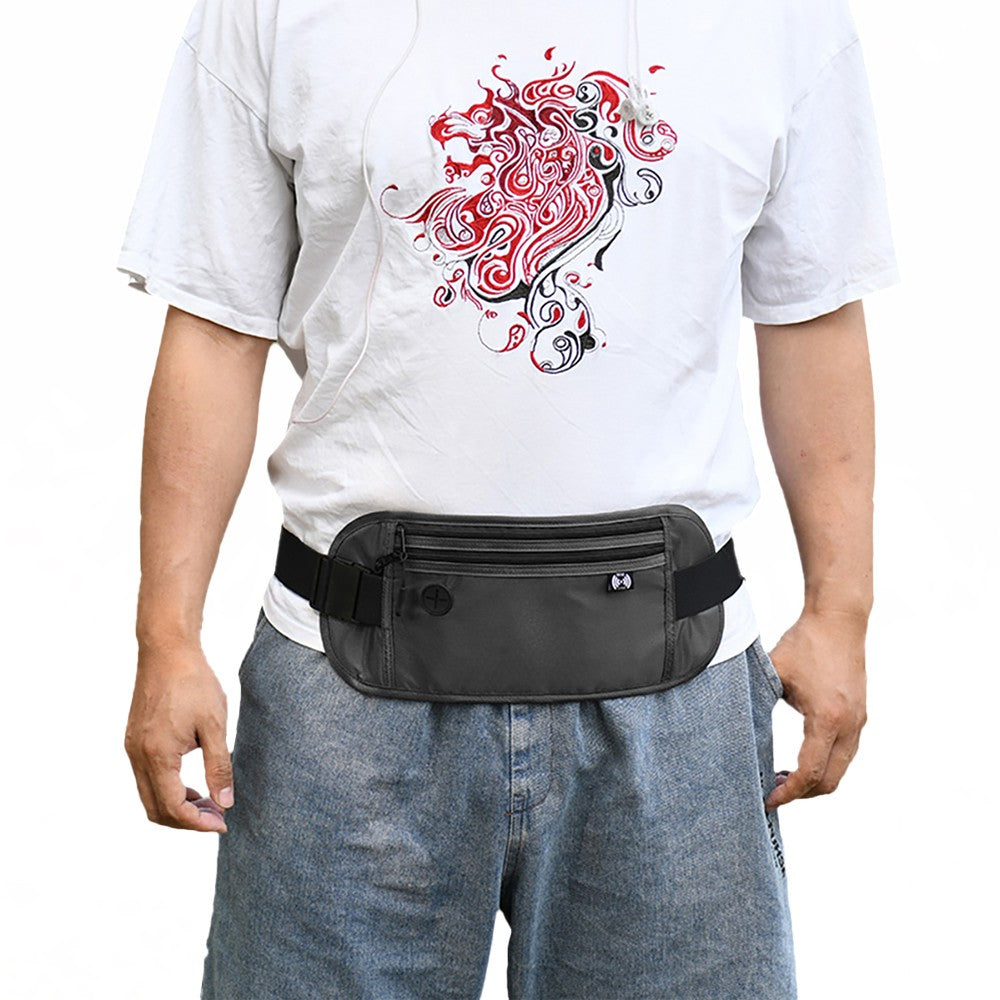Money Belt Travel Passport Holder RFID Blocking Card Pouch Fanny Pack Waist Pack Dark Grey