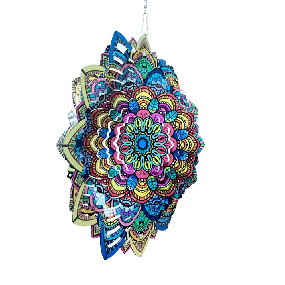 30cm 3D Mandala Wind Spinner Metal Garden Hanging Spinners Suncatcher Home Decor