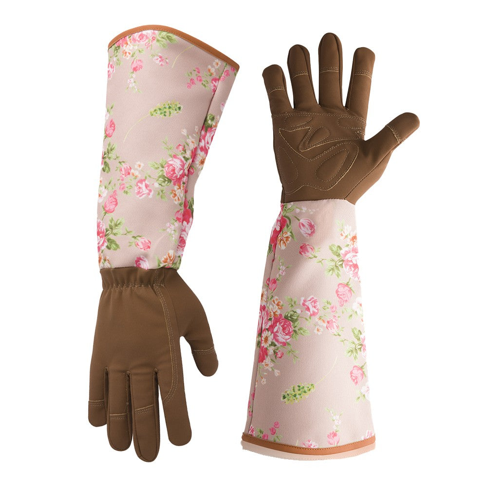 Pair of Gardening Gloves Long Sleeve Thorn-proof Pruning Working Gloves Coffee