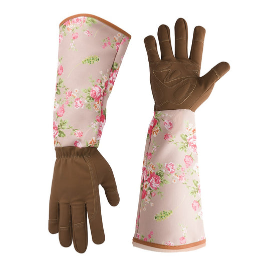 Pair of Gardening Gloves Long Sleeve Thorn-proof Pruning Working Gloves Coffee