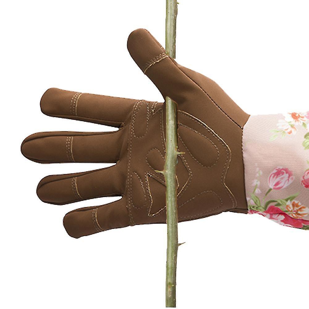 Pair of Gardening Gloves Long Sleeve Thorn-proof Pruning Working Gloves Coffee
