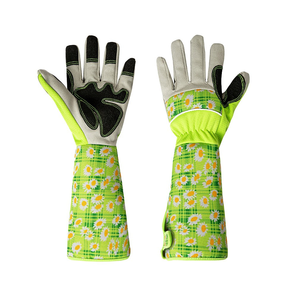 Pair of Gardening Gloves Long Sleeve Thorn-proof Pruning Working Gloves Green