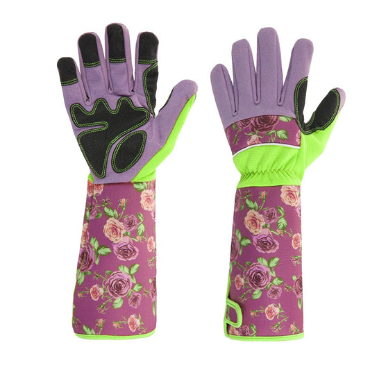 Pair of Gardening Gloves Long Sleeve Thorn-proof Pruning Working Gloves Purple