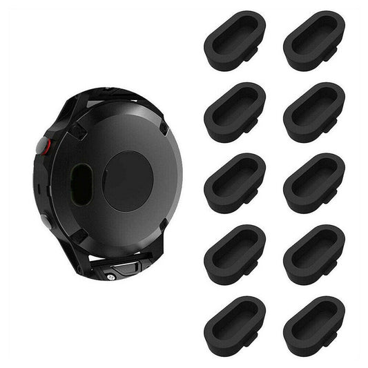 10Pcs for Garmin Smartwatch Charging Port Protector Silicone Dust Plug Dustproof Cap Black