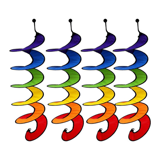 4Pcs Rainbow Curlie Wind Spinner Hanging Tent Wind Twister Outdoor Decoration