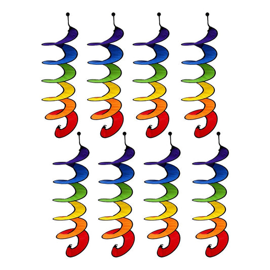 8Pcs Rainbow Curlie Wind Spinner Hanging Tent Wind Twister Outdoor Decoration