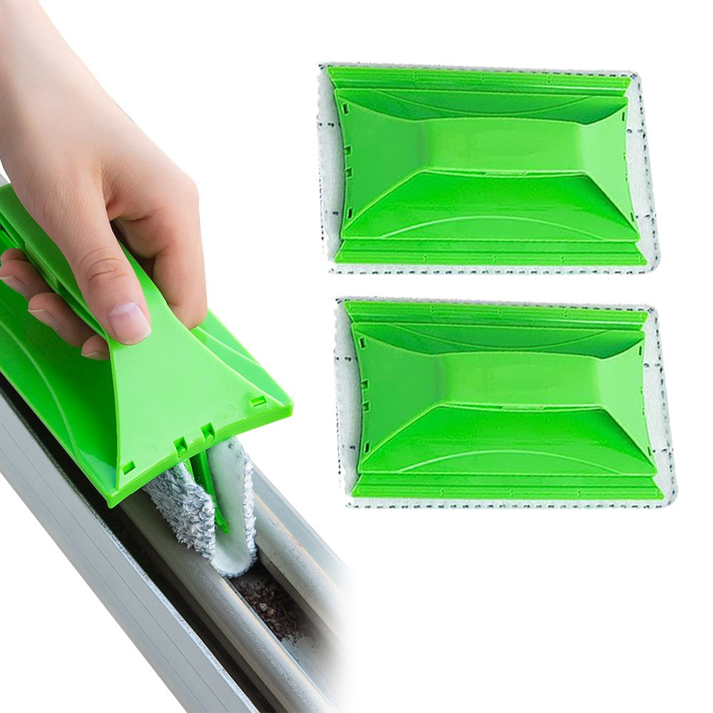 2Pcs Window Groove Cleaning Brush Handheld Door Window Track Cleaner Green