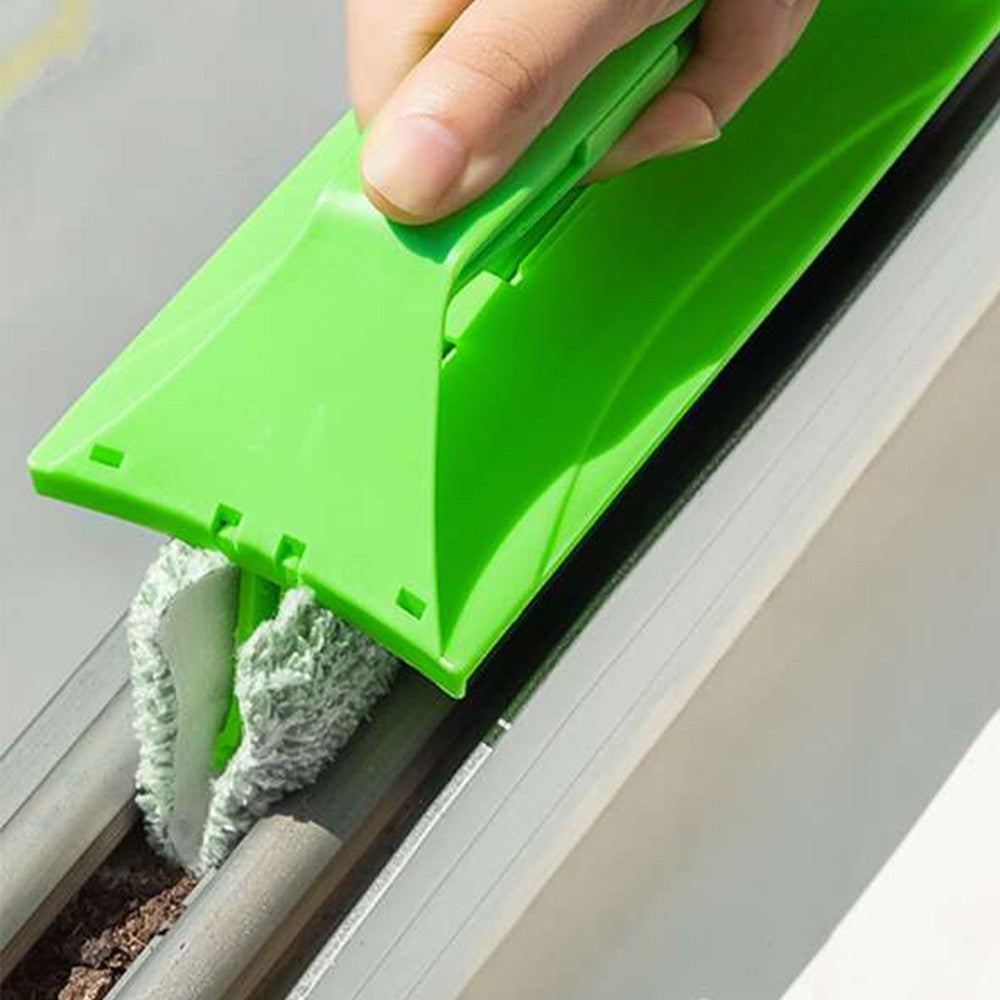 2Pcs Window Groove Cleaning Brush Handheld Door Window Track Cleaner Green