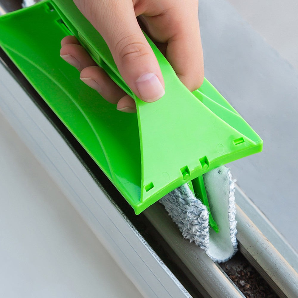2Pcs Window Groove Cleaning Brush Handheld Door Window Track Cleaner Green
