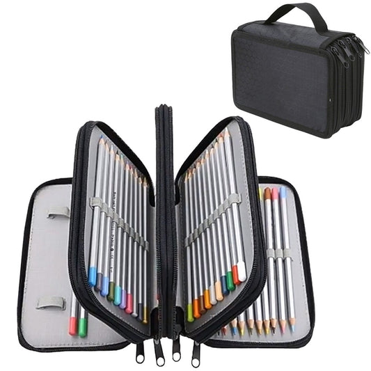 72 Slots Pencil Bags Oxford Cloth Paintbrush Bag Portable Pencil Organizer Black