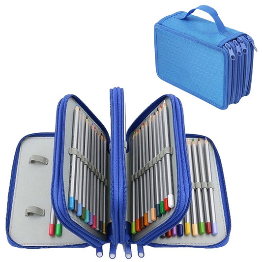 72 Slots Pencil Bags Oxford Cloth Paintbrush Bag Portable Pencil Organizer Blue