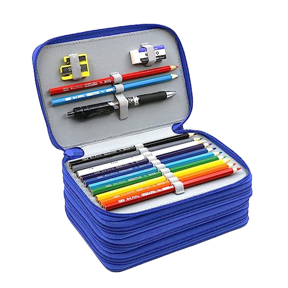72 Slots Pencil Bags Oxford Cloth Paintbrush Bag Portable Pencil Organizer Blue