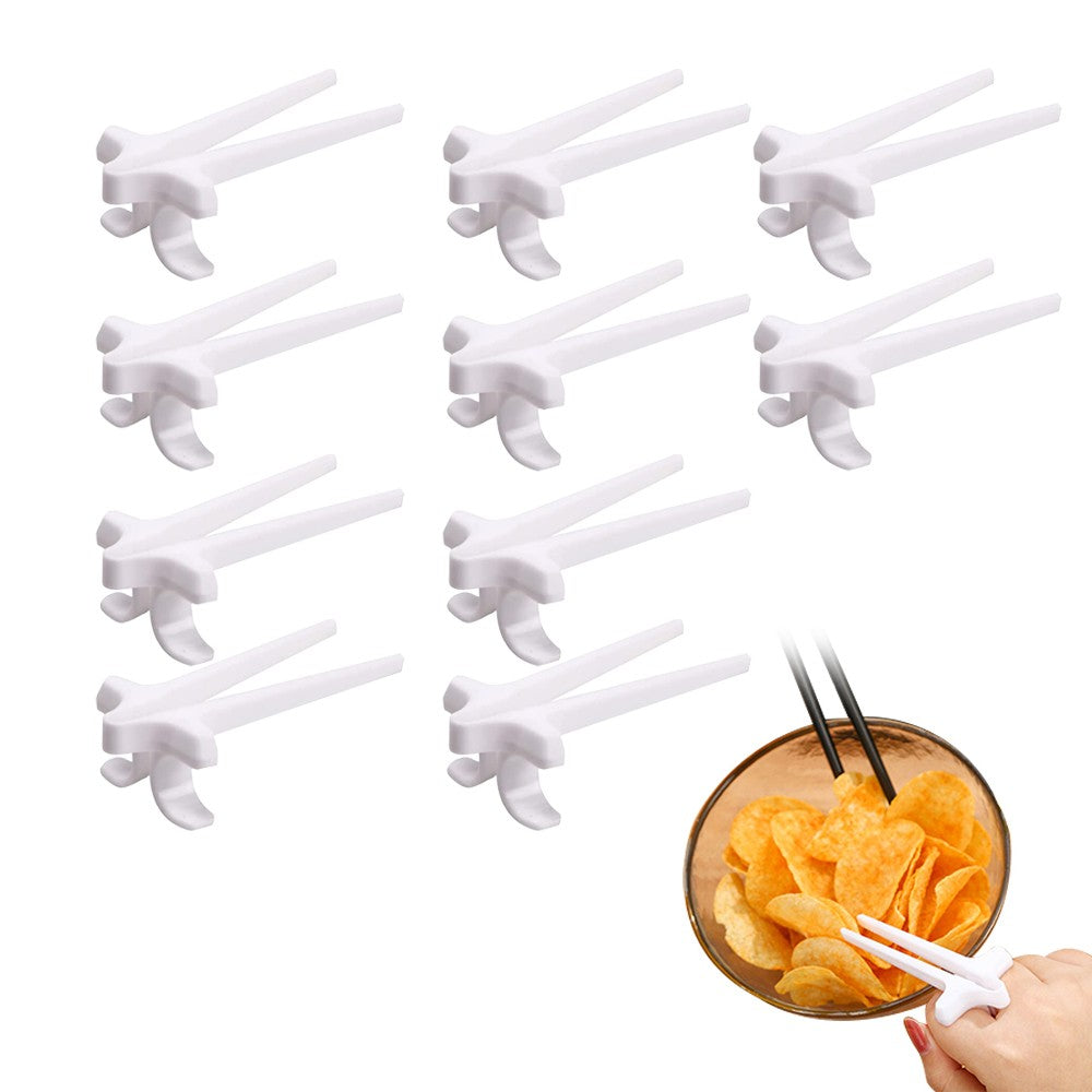 10Pcs Finger Chopsticks Snack Clips Snack Chopsticks for Gamers White