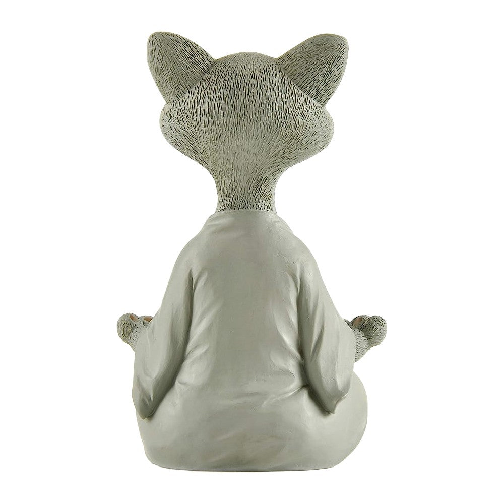 18cm Happy Cat Buddha Figurine Meditation Cat Statue Home Decoration Ornament Grey