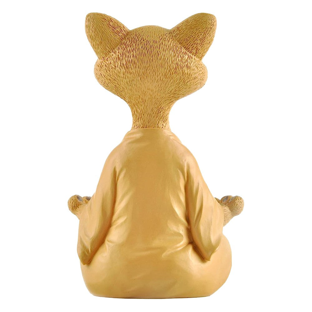 18cm Happy Cat Buddha Figurine Meditation Cat Statue Home Decoration Ornament Orange
