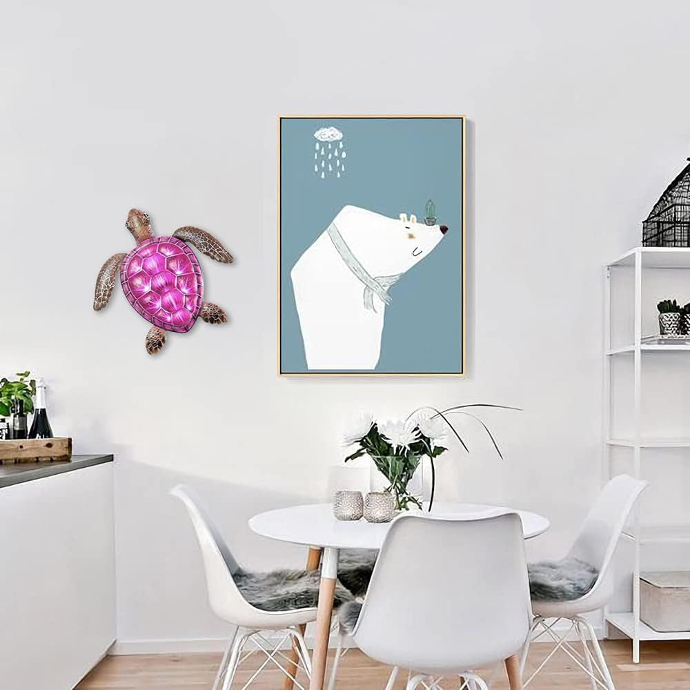 Metal Sea Turtle Wall Decor Hanging Sea Turtle Ornament Home Art Decor Rose Red