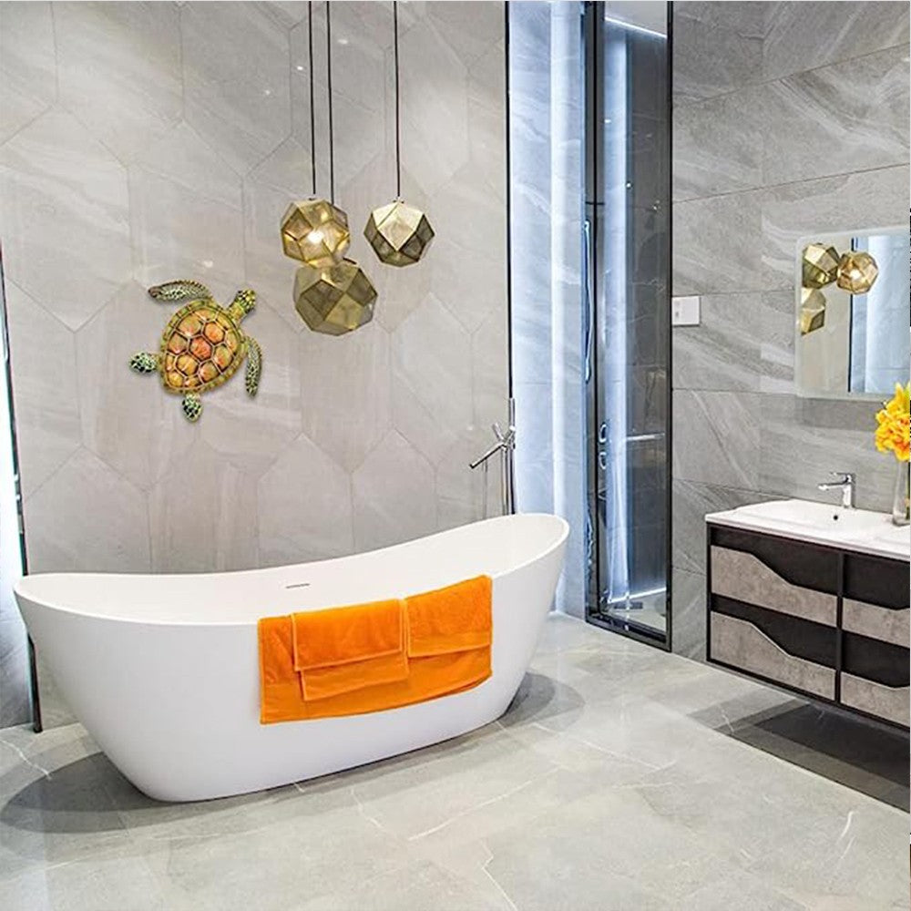 Metal Sea Turtle Wall Decor Hanging Sea Turtle Ornament Home Art Decor Yellow