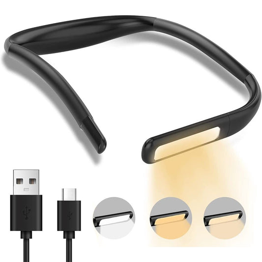Bendable LED Neck Reading Light Desk Lamp USB Rechargeable Book Light Black