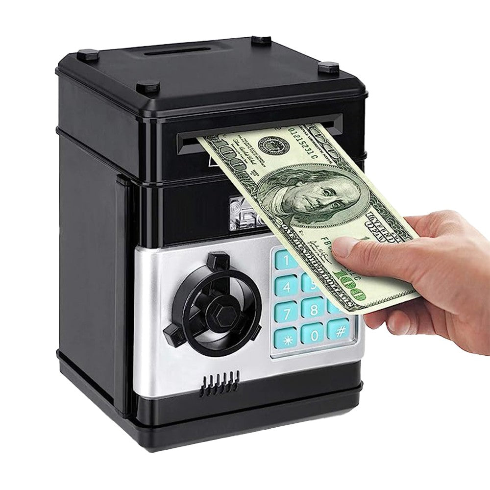 Kids Piggy Bank Electronic ATM Password Money Saving Box Cash Coin Can Black