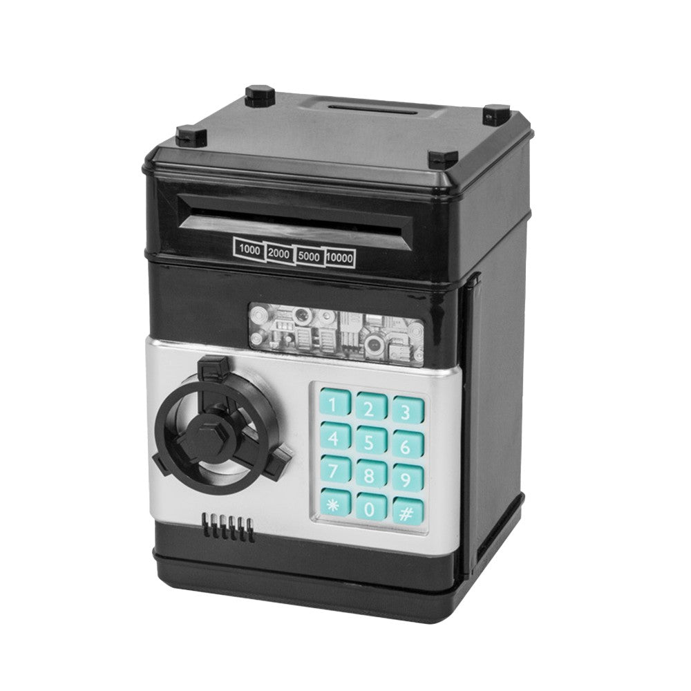 Kids Piggy Bank Electronic ATM Password Money Saving Box Cash Coin Can Black