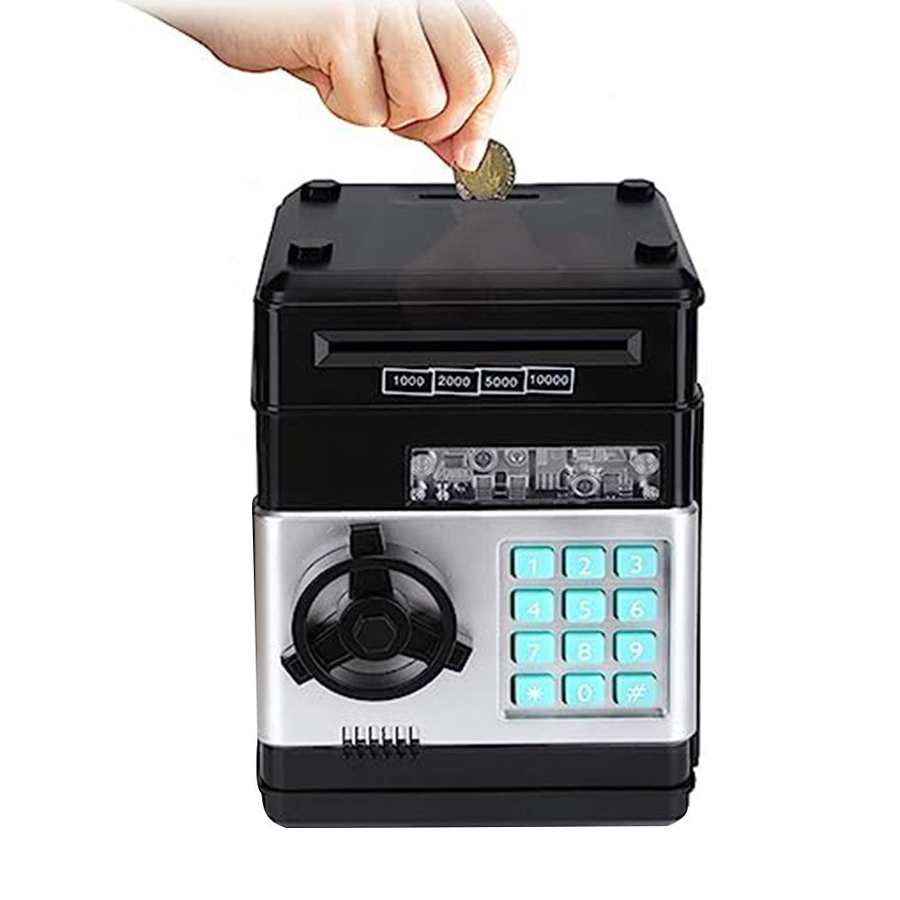 Kids Piggy Bank Electronic ATM Password Money Saving Box Cash Coin Can Black
