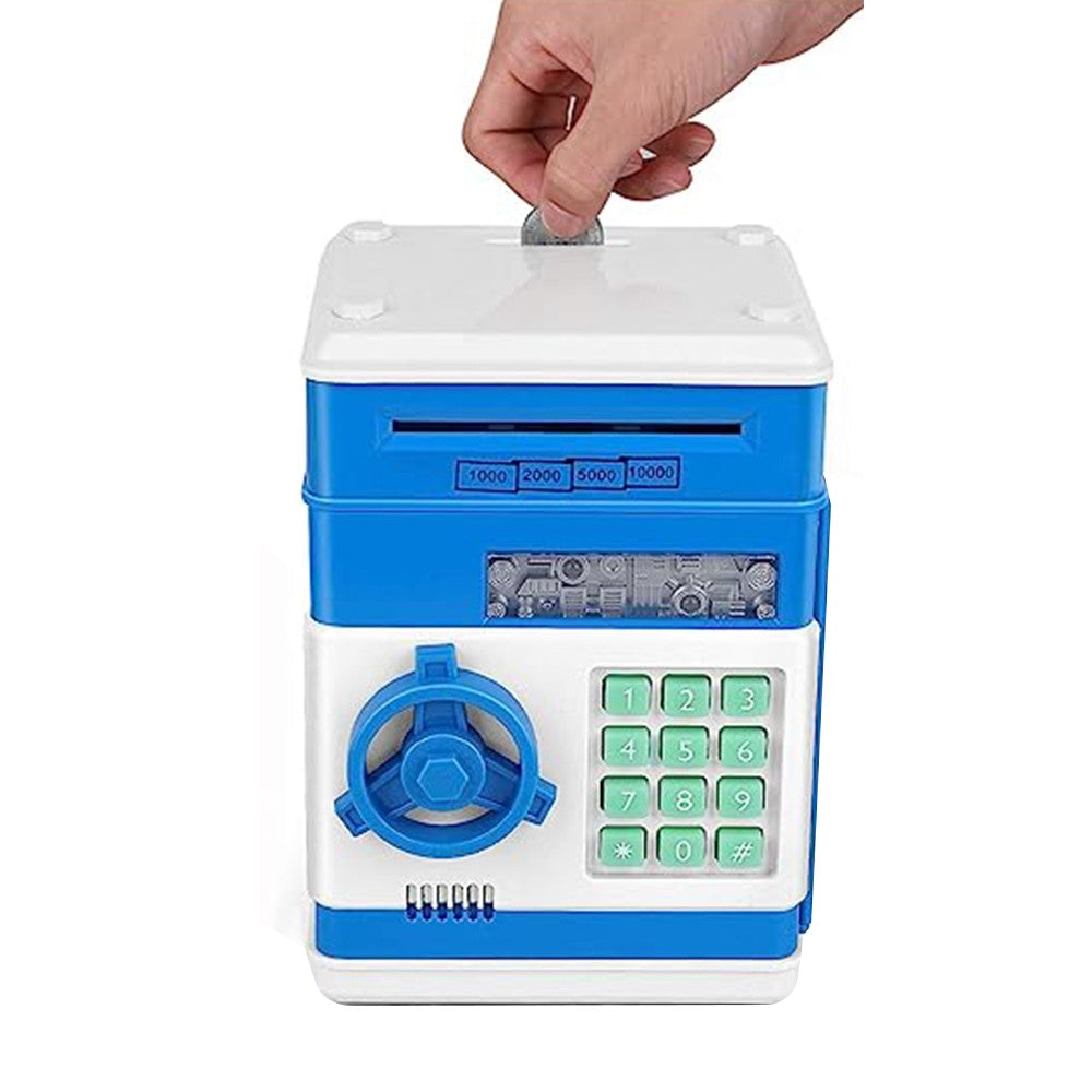 Kids Piggy Bank Electronic ATM Password Money Saving Box Cash Coin Can Blue