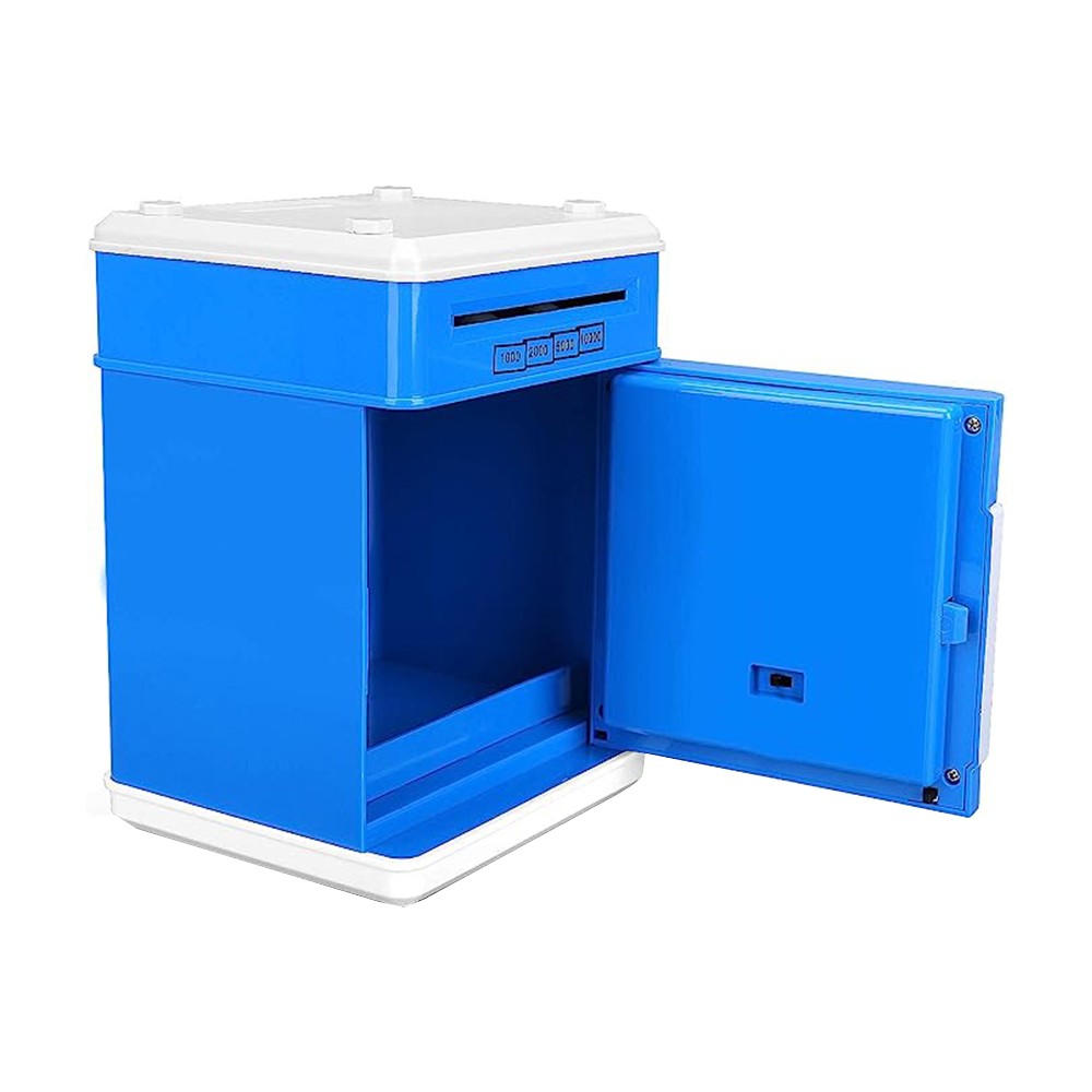 Kids Piggy Bank Electronic ATM Password Money Saving Box Cash Coin Can Blue
