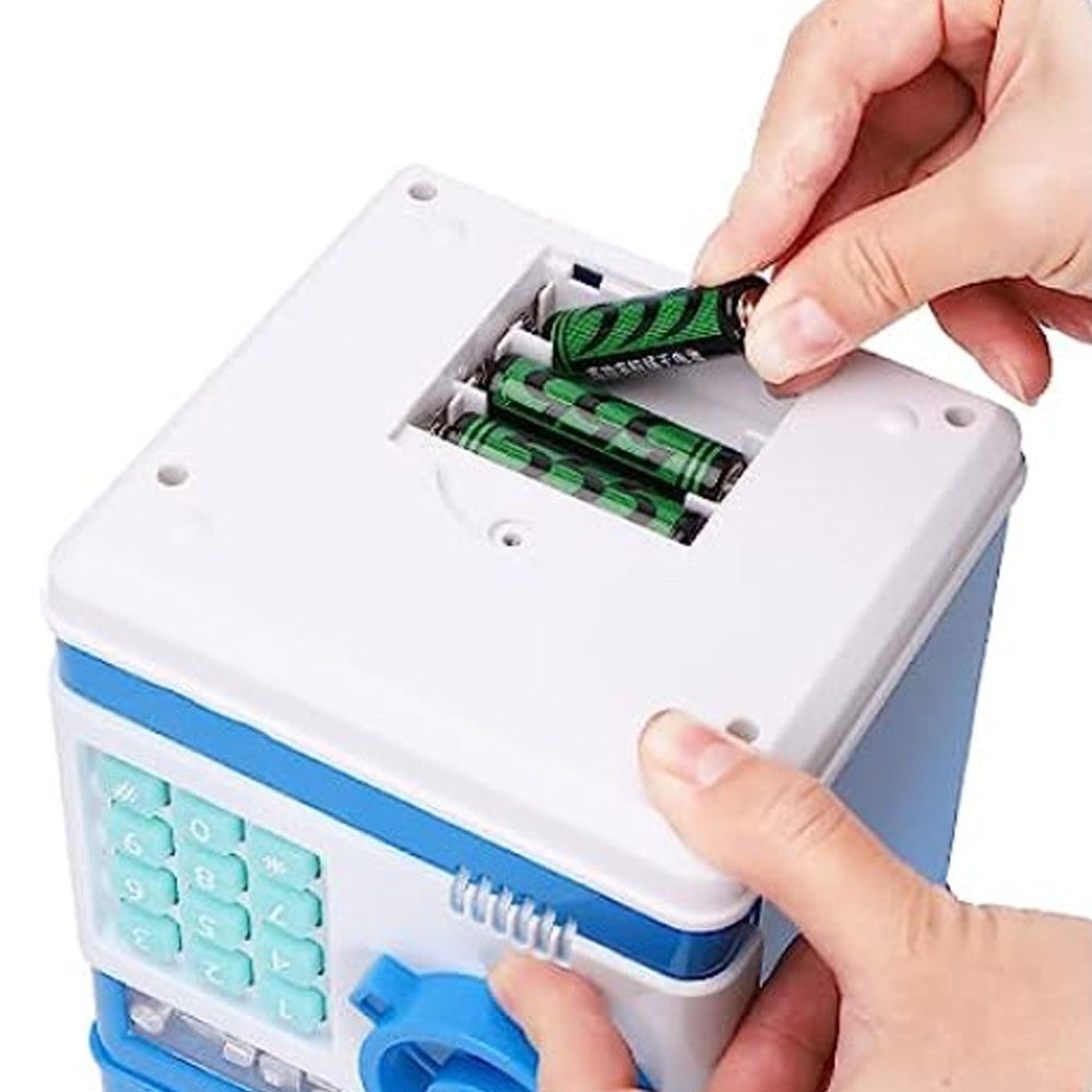 Kids Piggy Bank Electronic ATM Password Money Saving Box Cash Coin Can Blue