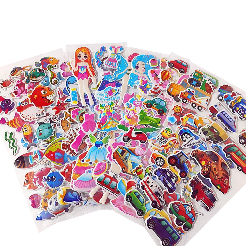 100 Sheets 3D Kids Puffy Stickers Cute Cartoon Scrapbooking Decorative Stickers