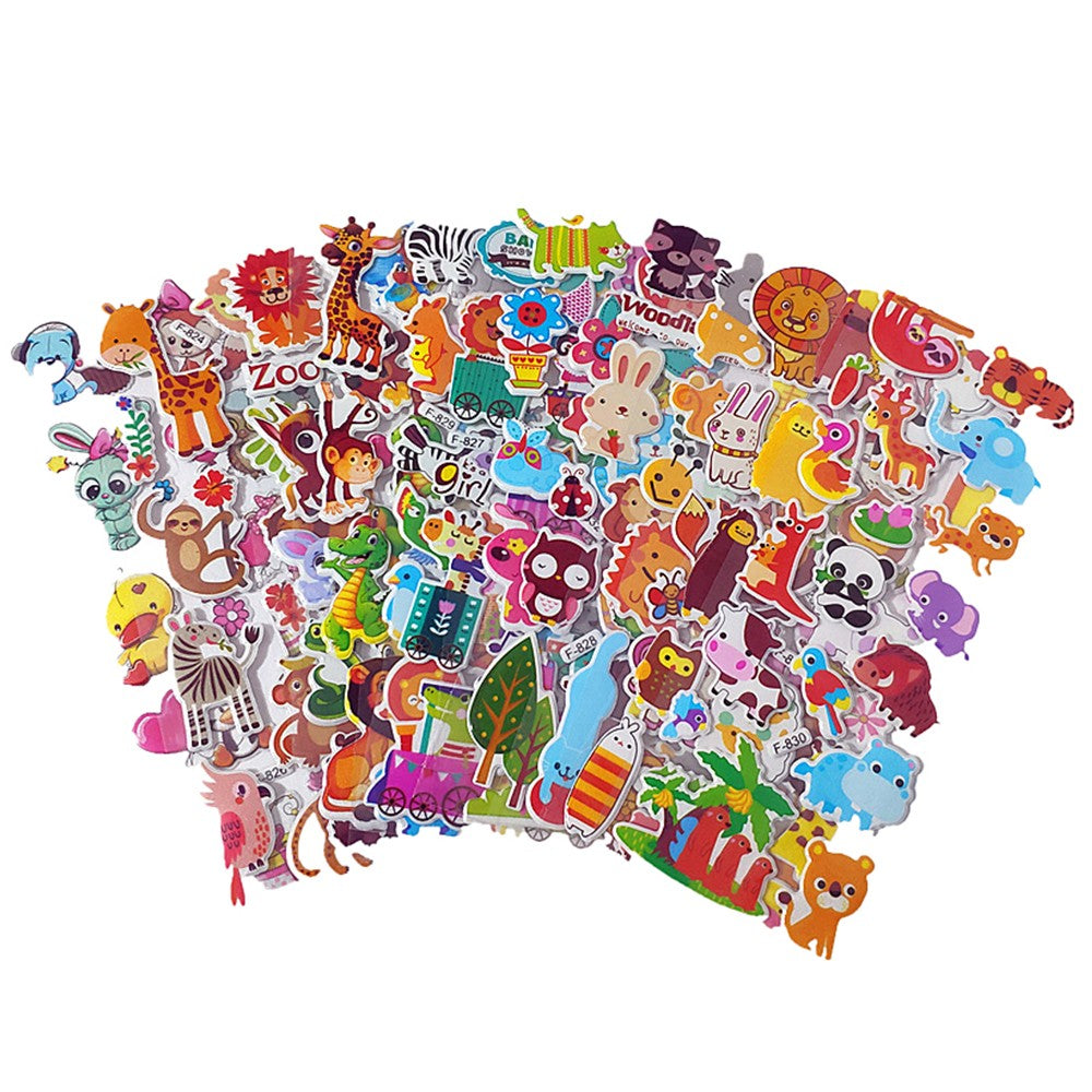 100 Sheets 3D Kids Puffy Stickers Cute Cartoon Scrapbooking Decorative Stickers