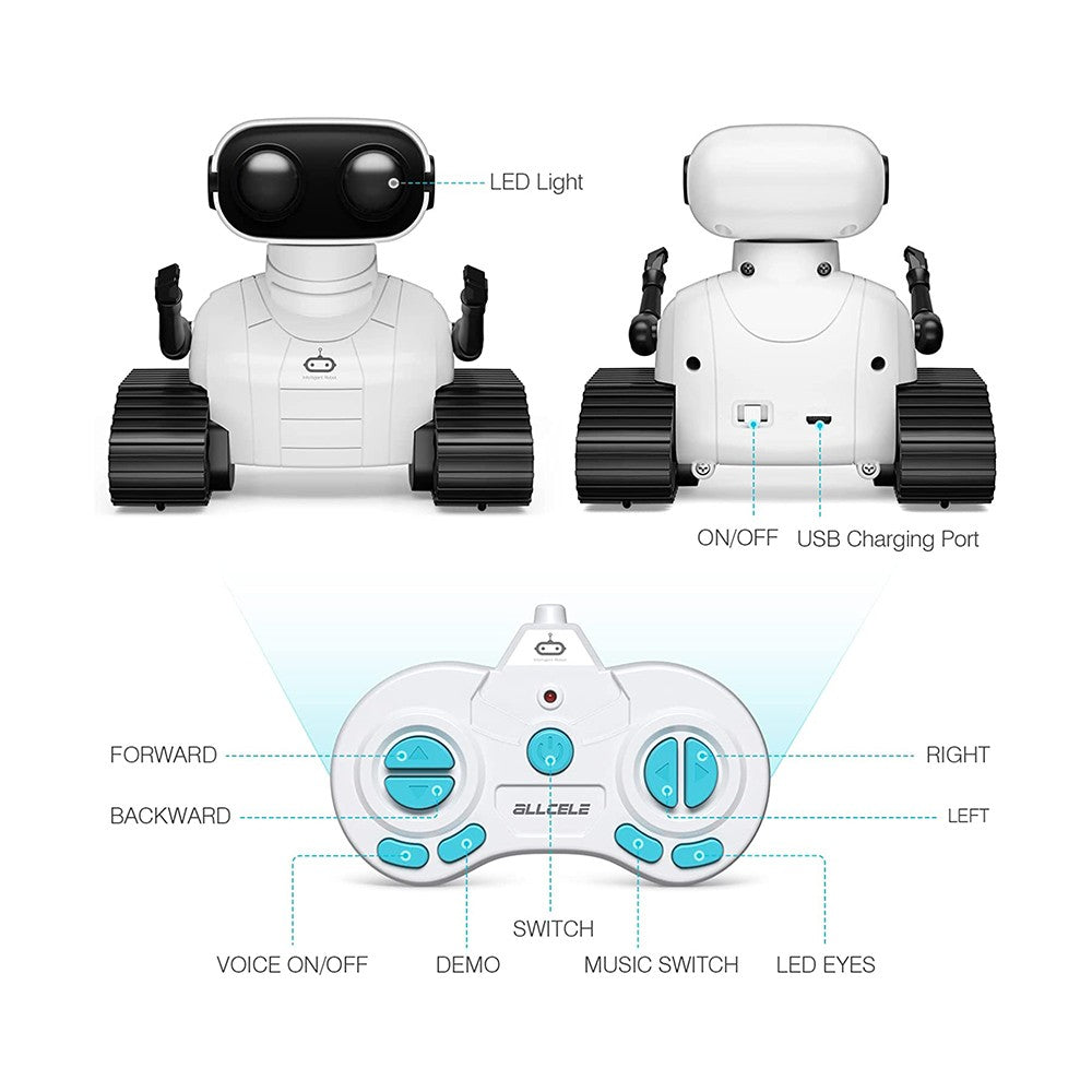 Kids RC Robot Toys USB Rechargeable Mini Robot Toy with Music and LED Eyes
