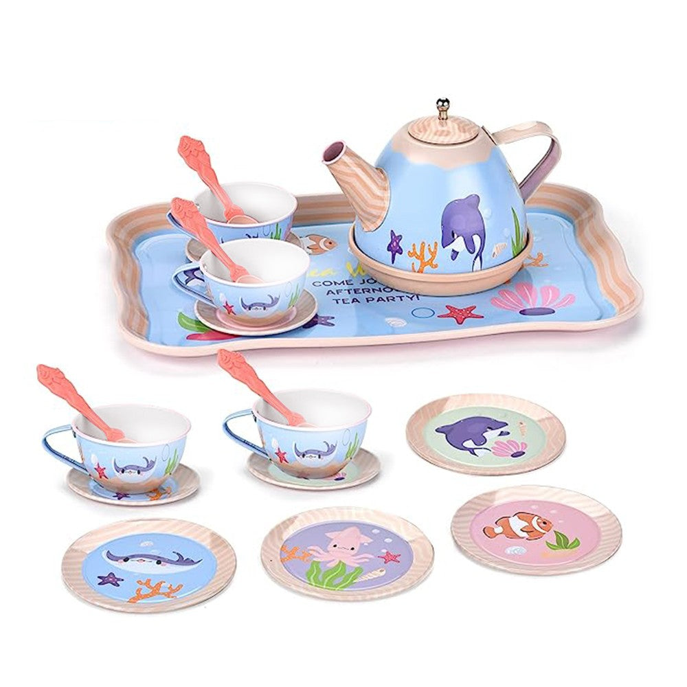 Little Girls Tea Set Toys Tea Party Set Toy Kids Pretend Toy with Carrying Case Style 2