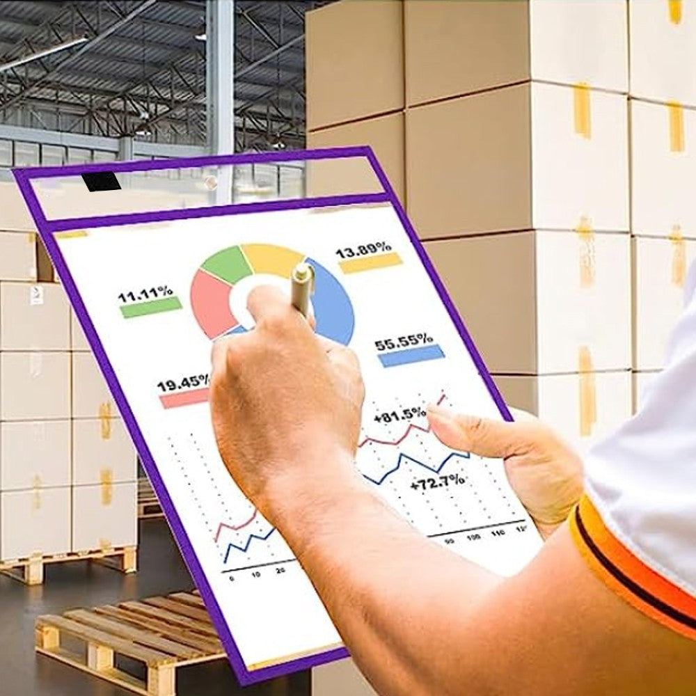 10Pcs Reusable Clear Dry Erase Pocket Sleeves with Pen Sleeves Student Study Supplies