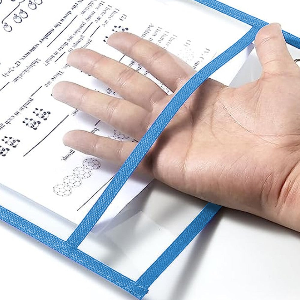 10Pcs Reusable Clear Dry Erase Pocket Sleeves with Pen Sleeves Student Study Supplies