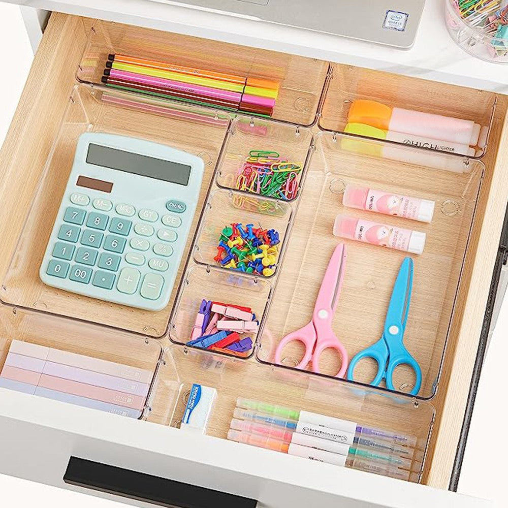 25Pcs Clear Plastic Drawer Organizers Set Bathroom Vanity Storage Trays