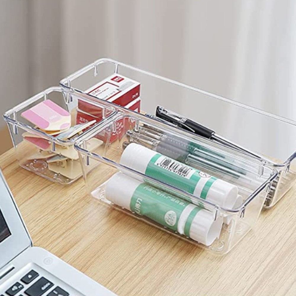 25Pcs Clear Plastic Drawer Organizers Set Bathroom Vanity Storage Trays