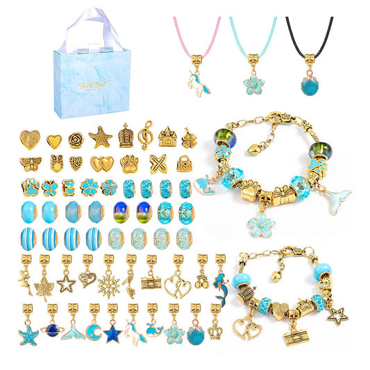 66Pcs DIY Bracelet Making Kit Charm Bracelets Kit Jewellery Crafts Set Blue
