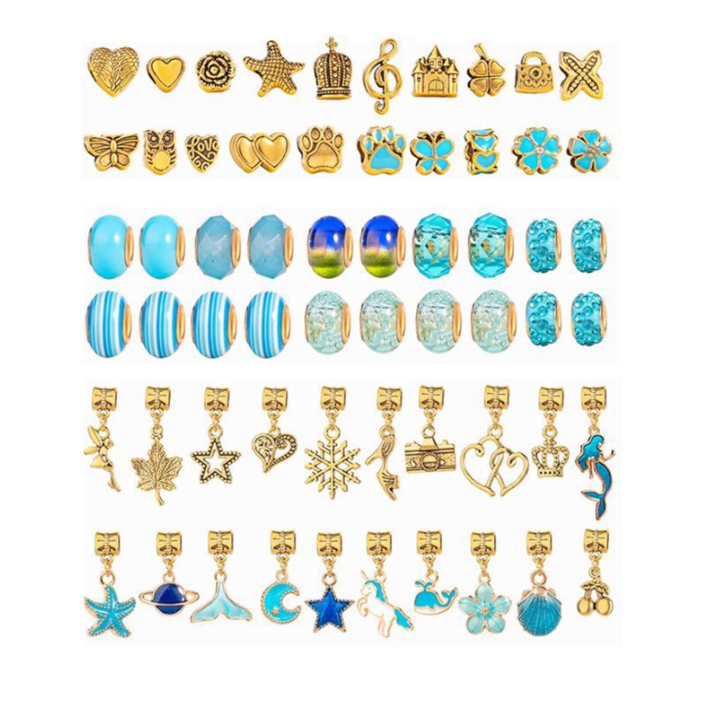 66Pcs DIY Bracelet Making Kit Charm Bracelets Kit Jewellery Crafts Set Blue