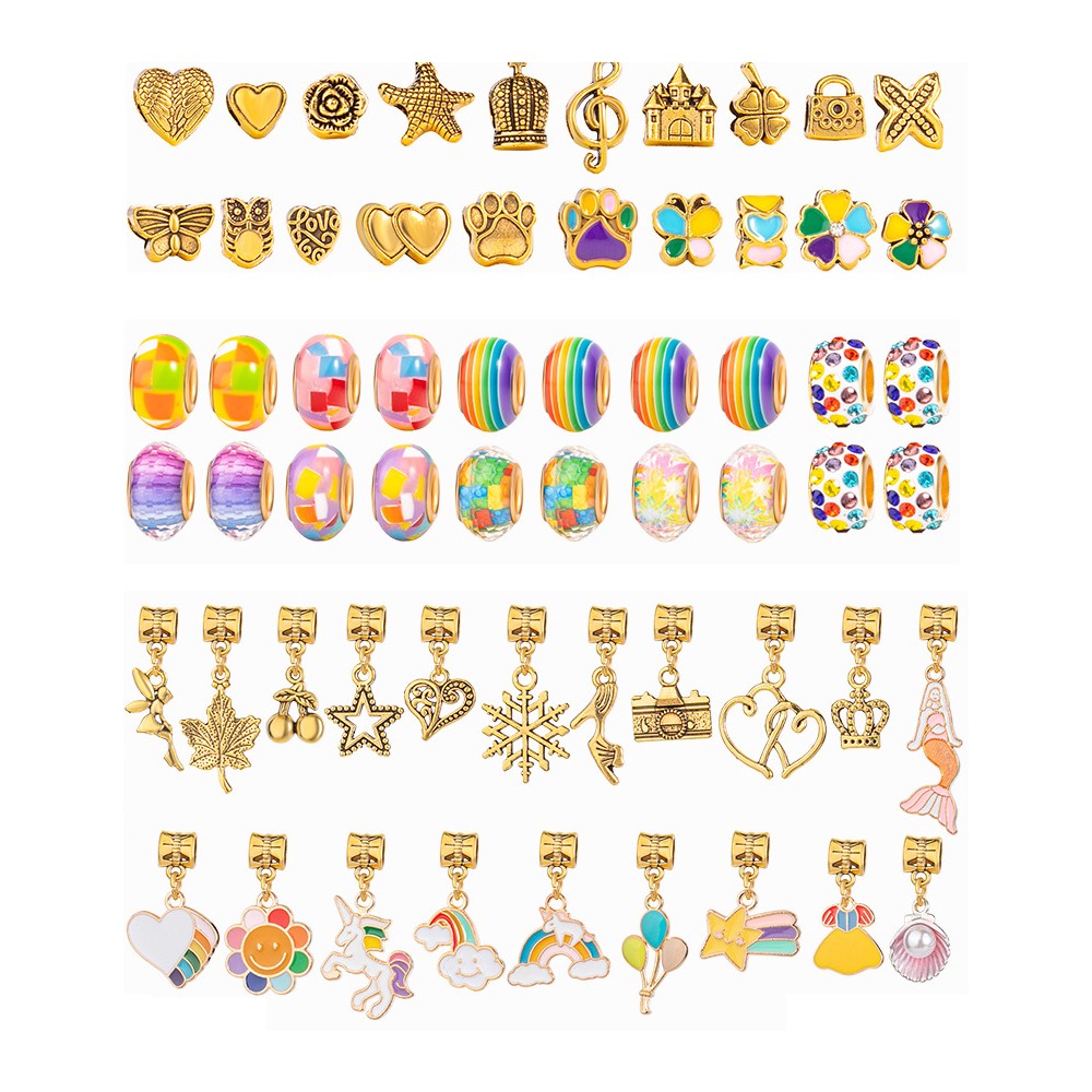 66Pcs DIY Bracelet Making Kit Charm Bracelets Kit Jewellery Craft Set Multicolor
