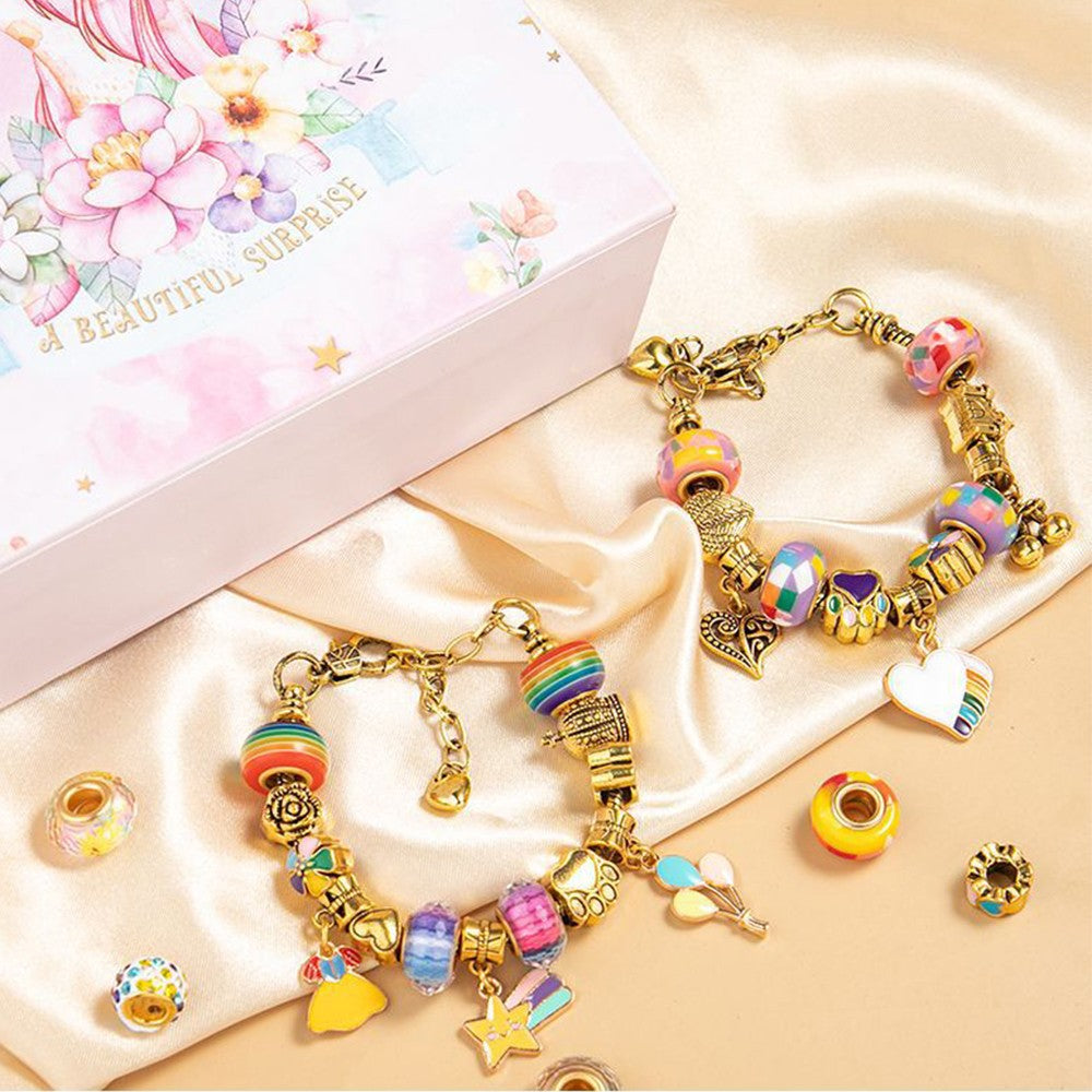 66Pcs DIY Bracelet Making Kit Charm Bracelets Kit Jewellery Craft Set Multicolor