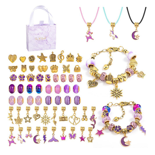66Pcs DIY Bracelet Making Kit Charm Bracelets Kit Jewellery Crafts Set Purple