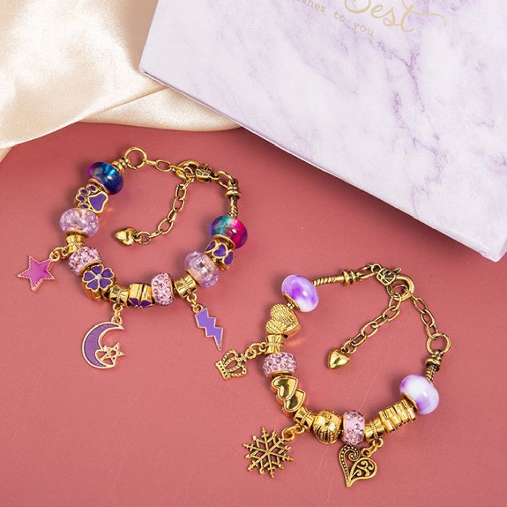 66Pcs DIY Bracelet Making Kit Charm Bracelets Kit Jewellery Crafts Set Purple