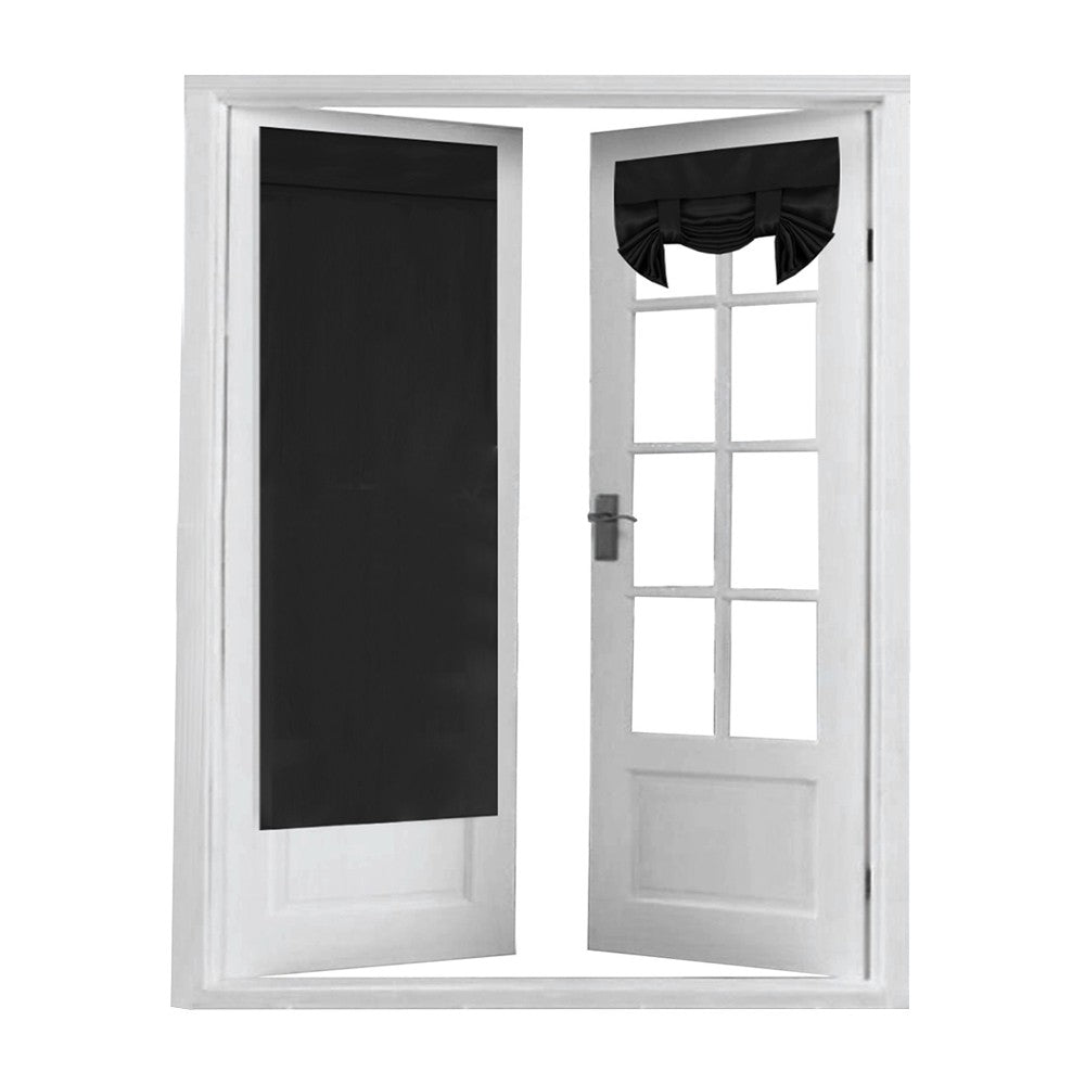 2 Panels French Door Curtains Self Adhesive Door Privacy Panels Window Coverings Black